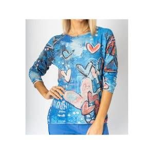 NEW LOOK MODE USA heart abstract print top in blue